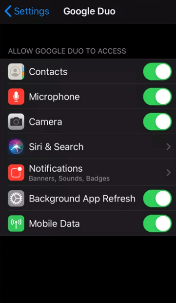 Duo App on iOS Permissions