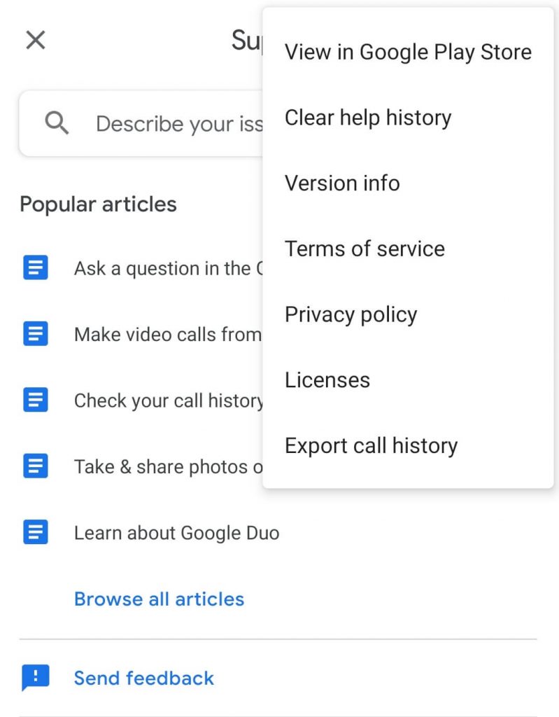 Export Google Duo Call History
